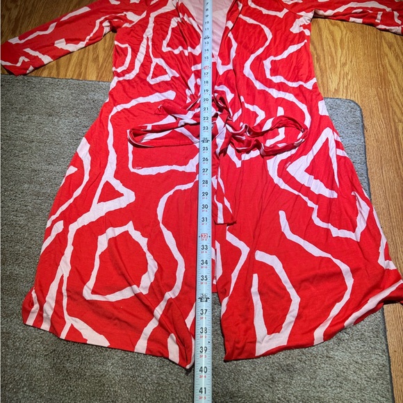 COPY - Diane Von Furstenberg Wrap Silk Dress size 14 Red/white/pink (Gen bx) - Picture 5 of 9